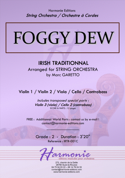 FOGGY DEW - Irish Traditionnal - 1840 - Arranged for String Orchestra by Marc GARETTO image number null