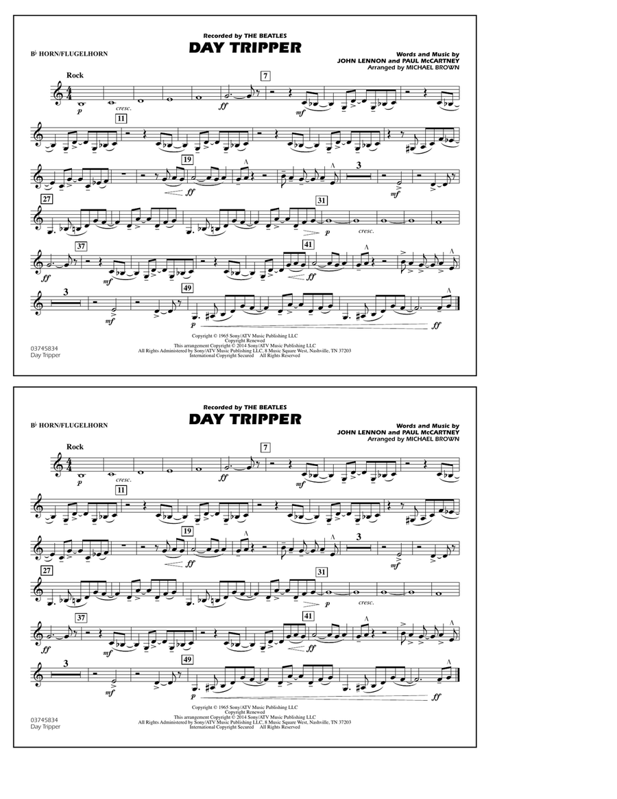 Day Tripper - Bb Horn/Flugelhorn Marching Band scores gallery preview page 1