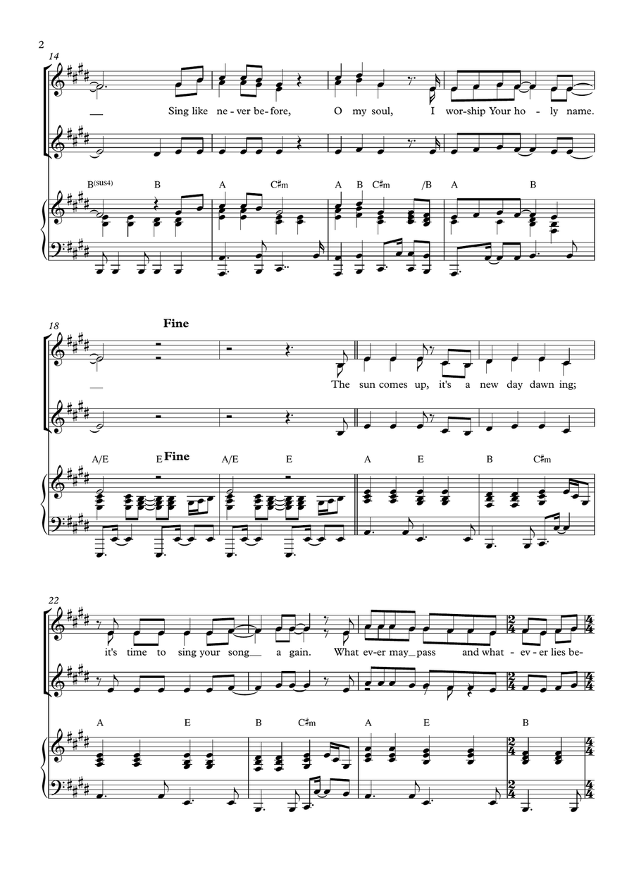 10,000 Reasons (Bless The Lord) SSA scores gallery preview page 2