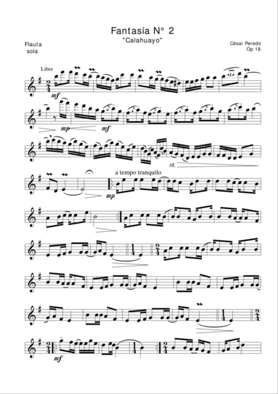 Fantasia N° 2 Op 18 para flauta sola 