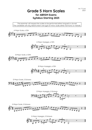 Horn Scales Grade 5. For the new ABRSM Syllabus from 2023.