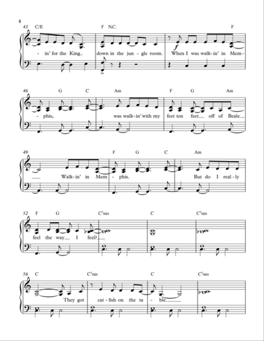 Walking In Memphis Piano, Vocal, Guitar scores gallery preview page 4