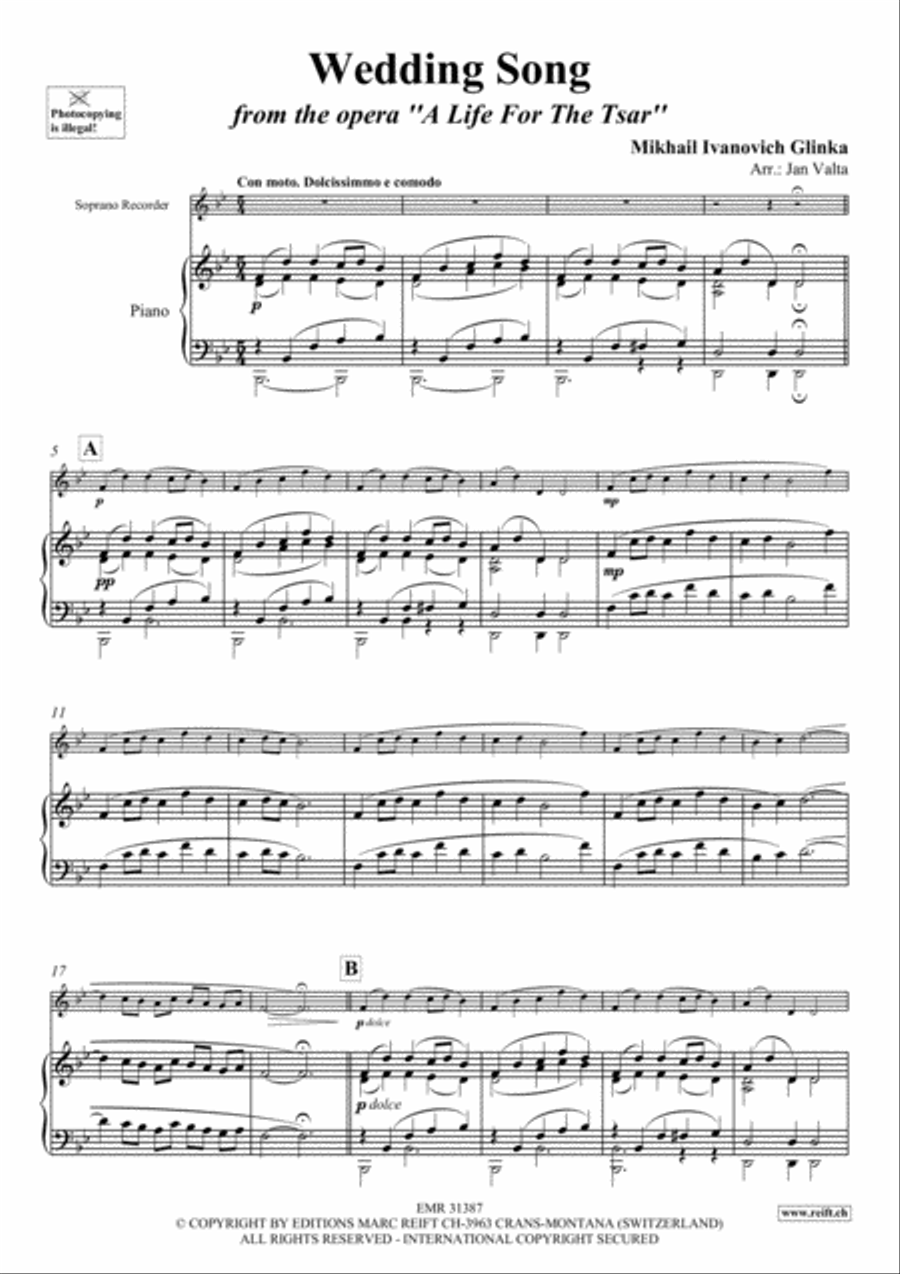 Wedding Song Soprano Recorder scores gallery preview page 3