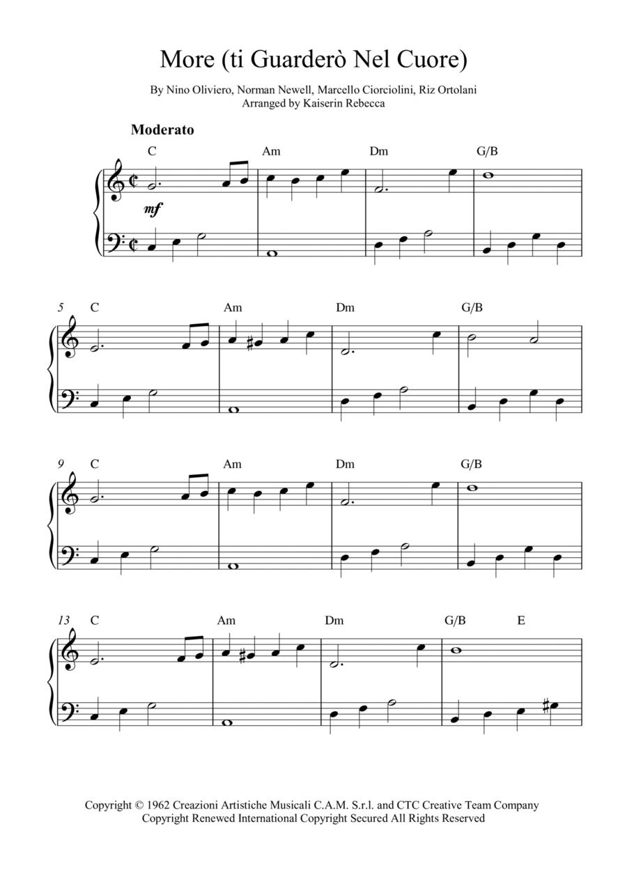 More (ti Guarderò Nel Cuore) Piano Method scores gallery preview page 1