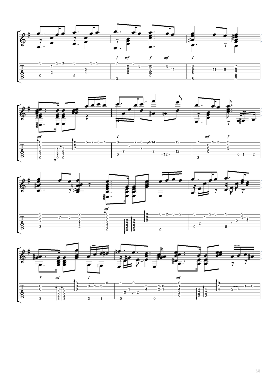 Alfonsina y el Mar (Zamba) Acoustic Guitar scores gallery preview page 3