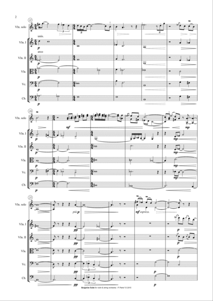 Bulgarian Suite for Violin and 13 Strings - full score String Orchestra scores gallery preview page 2