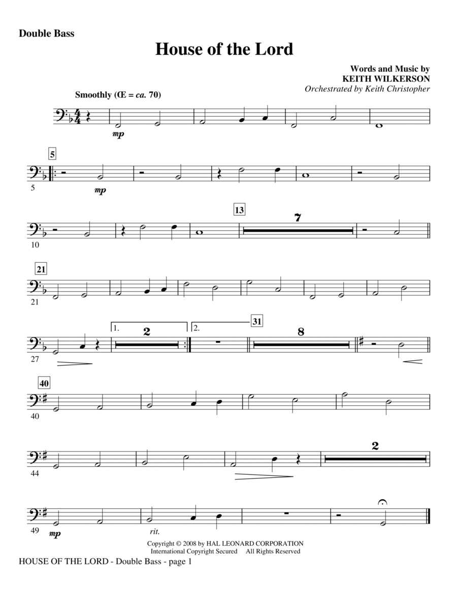 House Of The Lord - Double Bass Choir scores gallery preview page 1