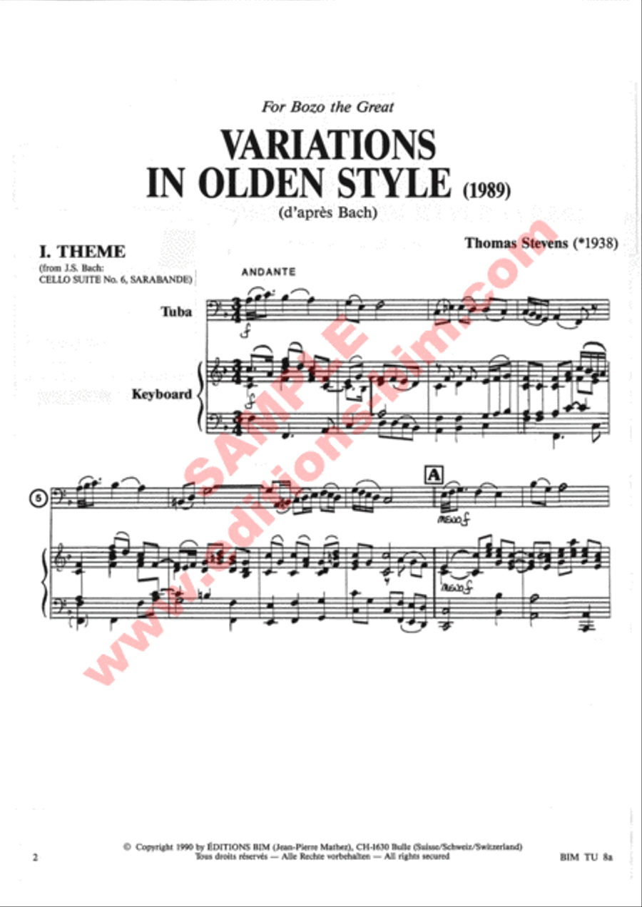 Variations in Olden Style Tuba scores gallery preview page 2