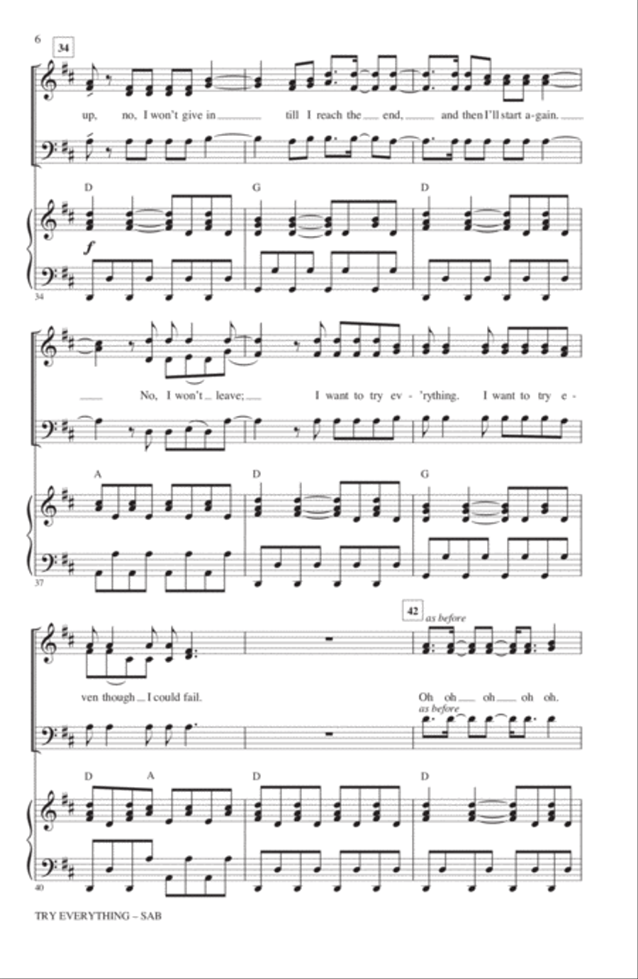 Try Everything (from Zootopia) (arr. Alan Billingsley) 3-Part scores gallery preview page 5