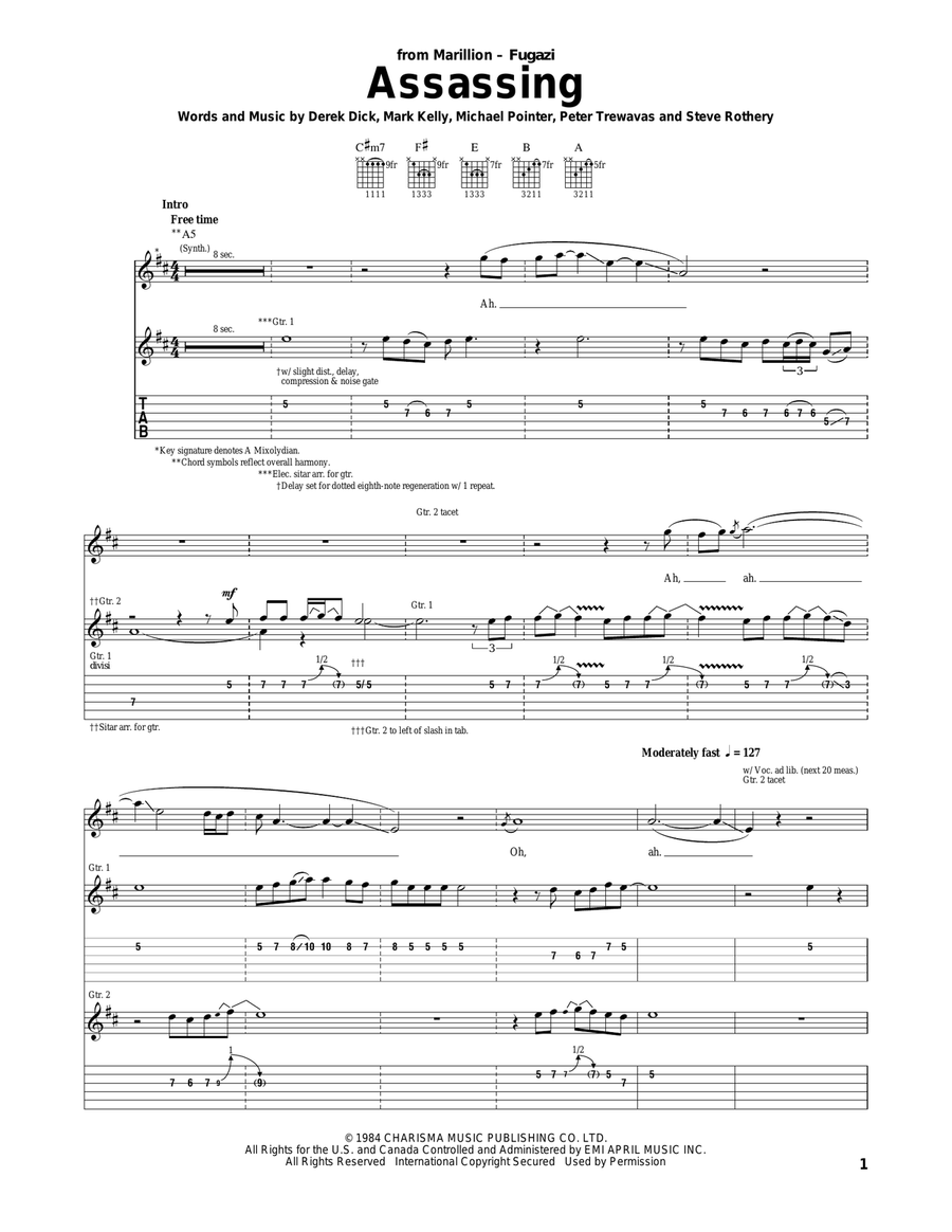 Assassing Acoustic Guitar scores gallery preview page 1
