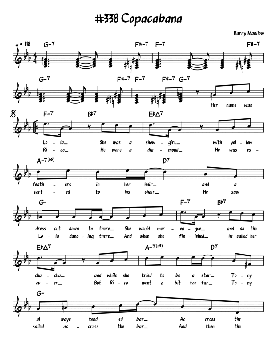 Copacabana (at The Copa) Piano Solo scores gallery preview page 1