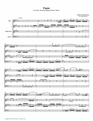 Fugue 09 from Well-Tempered Clavier, Book 1 (Double Reed Quartet)