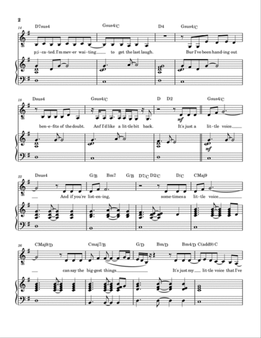 Little Voice - Main Title Theme Piano, Vocal, Guitar scores gallery preview page 3