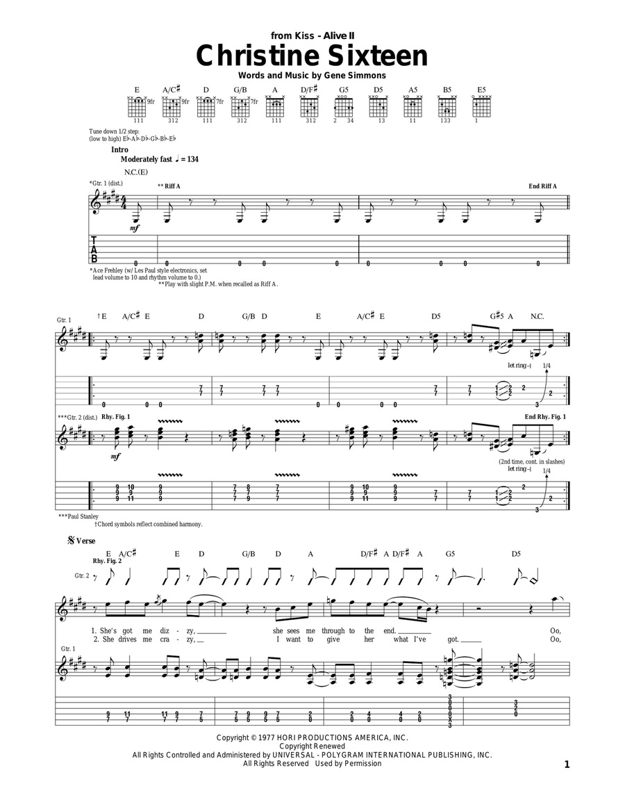 Christine Sixteen Christine Sixteen Acoustic Guitar scores gallery preview page 1