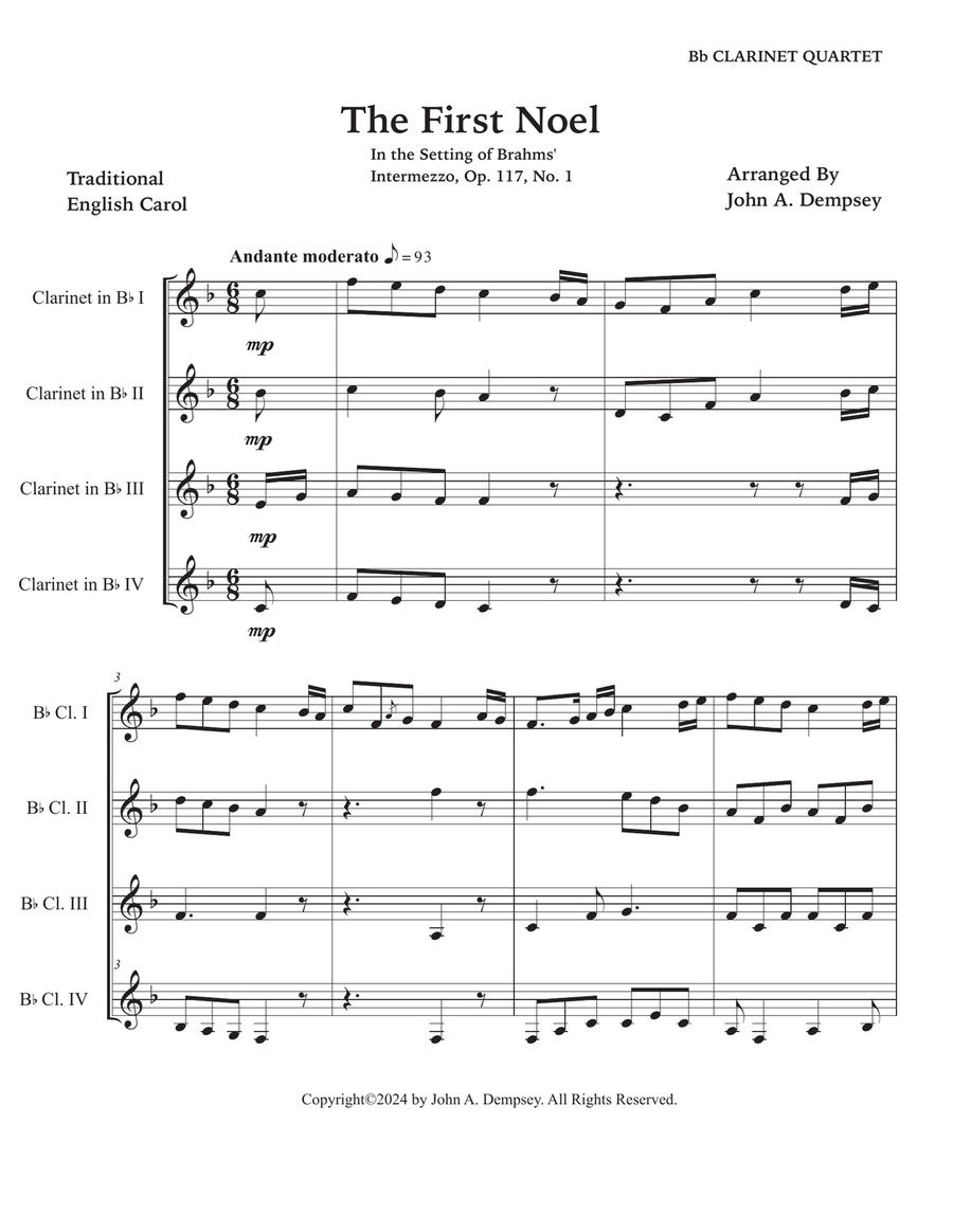 The First Noel (Clarinet Quartet) Clarinet Quartet scores gallery preview page 5