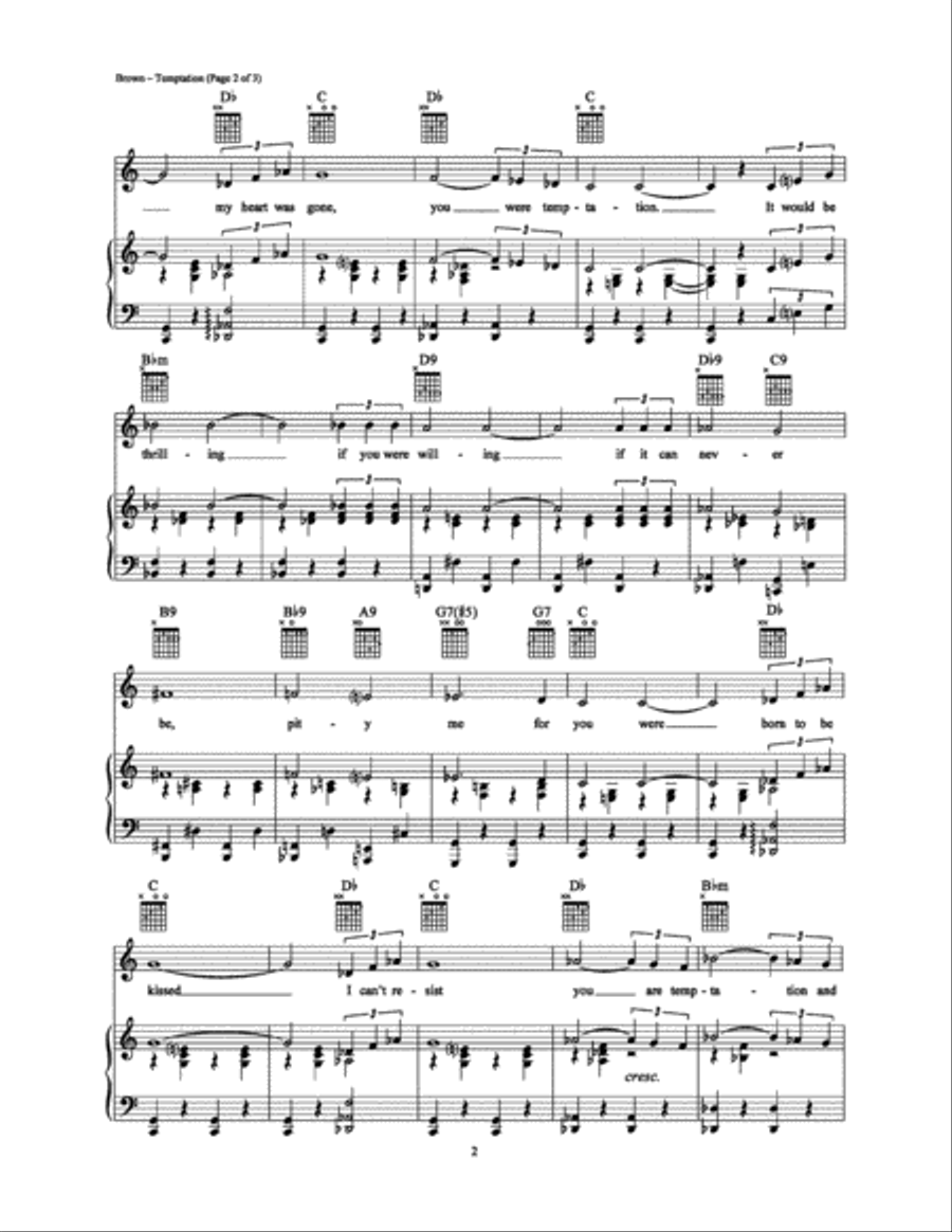 Temptation Piano, Vocal, Guitar scores gallery preview page 2