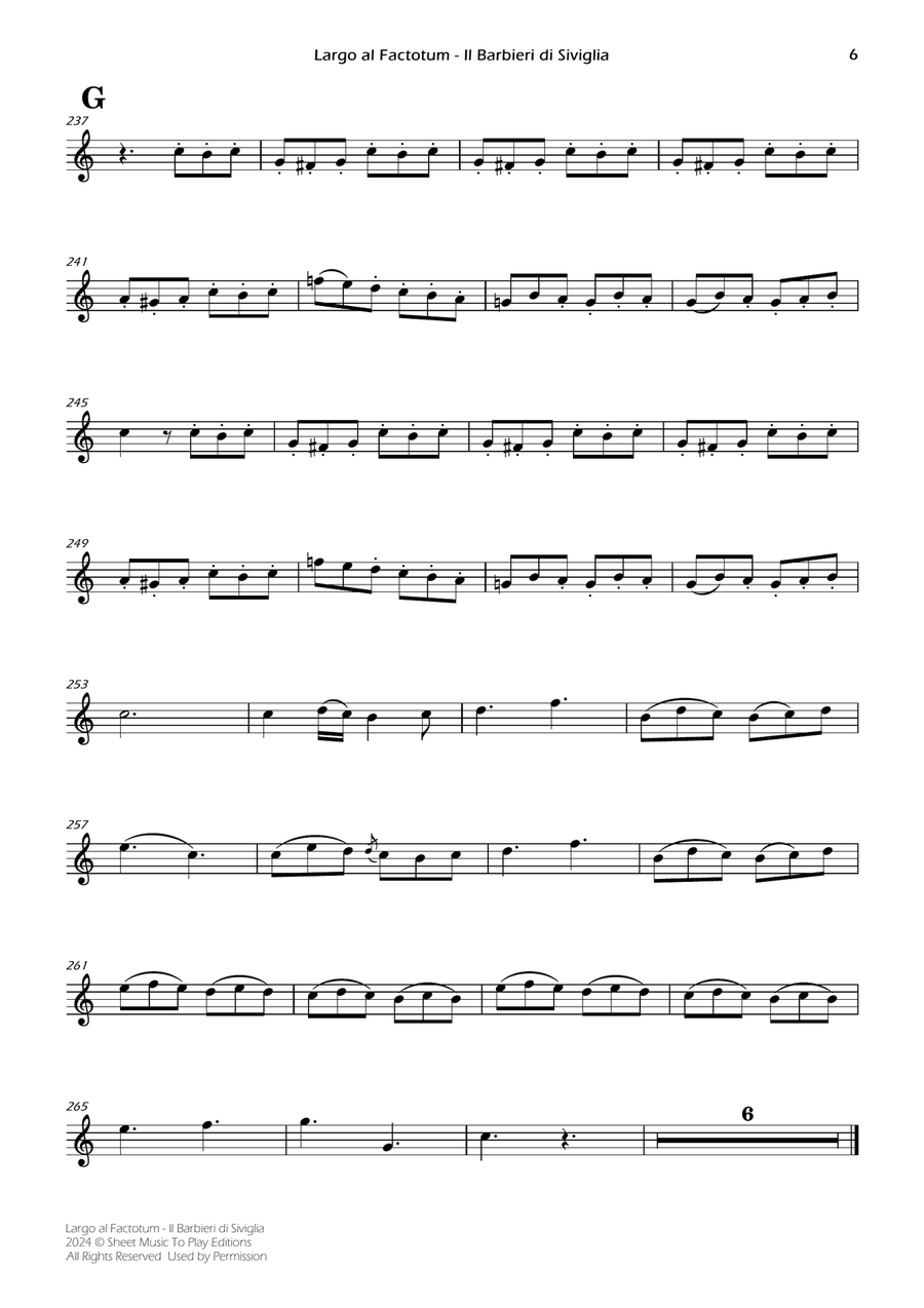 Largo al Factotum - Violin and Piano (Individual Parts) Violin Solo scores gallery preview page 6