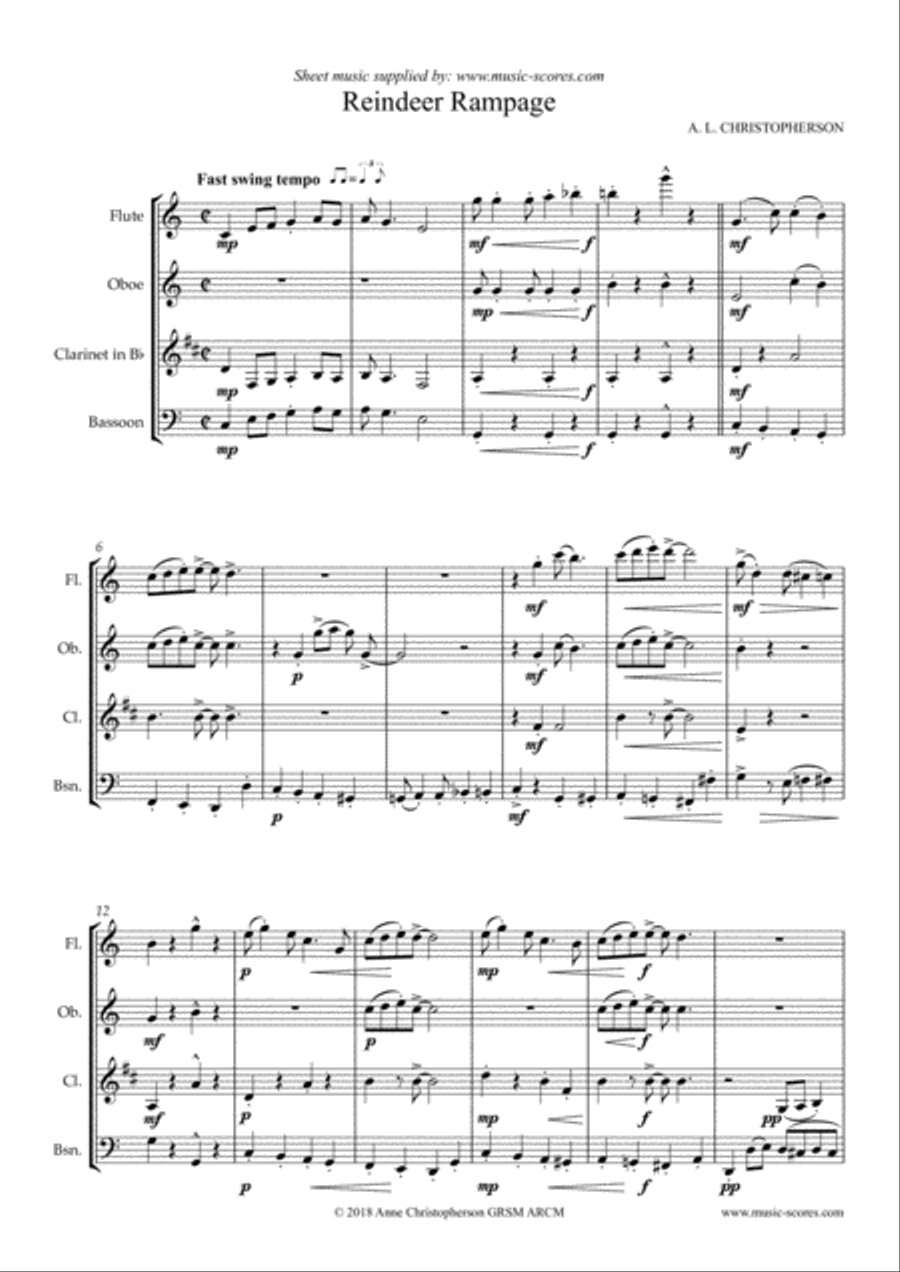 Reindeer Rampage - Wind Quartet Woodwind Quartet scores gallery preview page 1