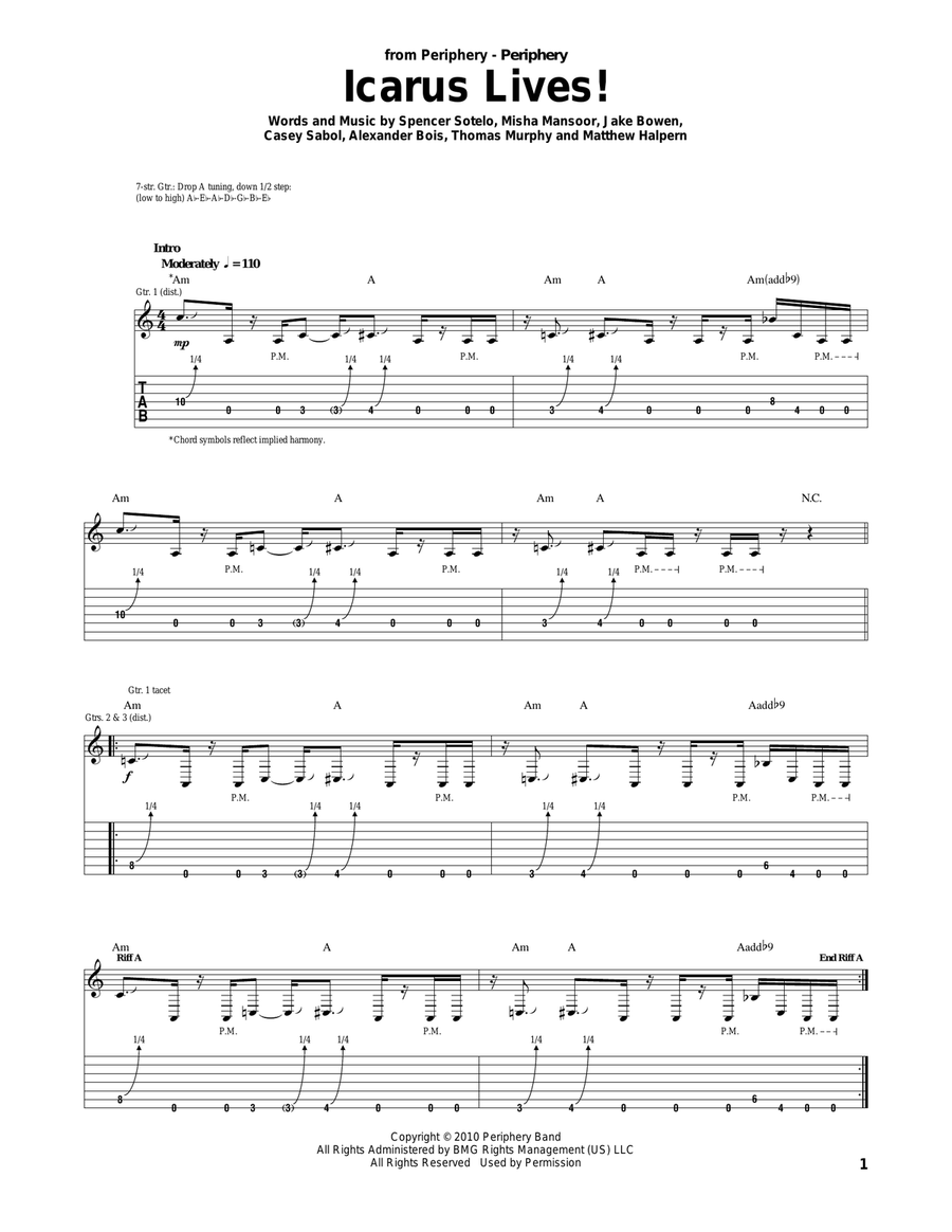 Icarus Lives! Acoustic Guitar scores gallery preview page 1