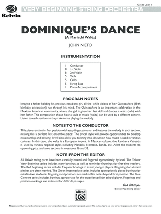 Dominique's Dance: Score