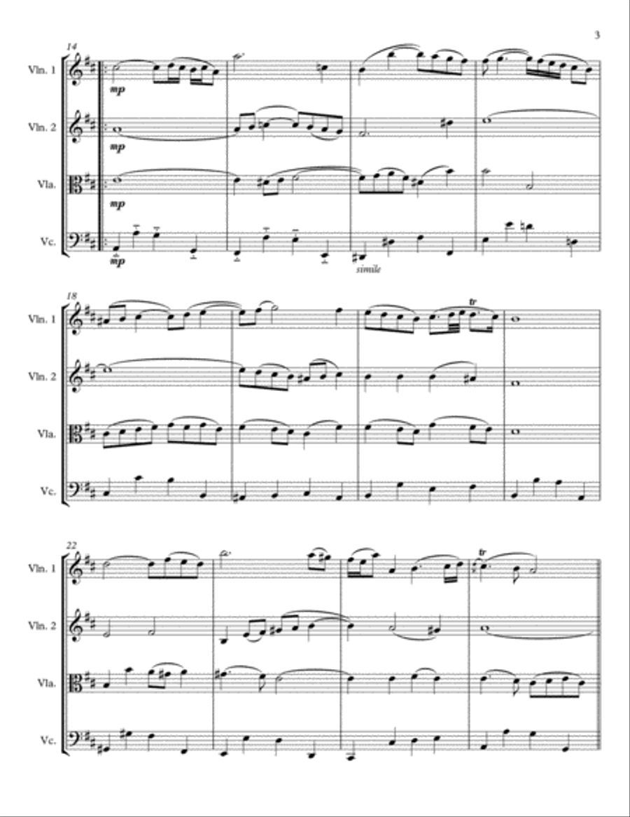 Air on the G String for String Quartet String Quartet scores gallery preview page 3