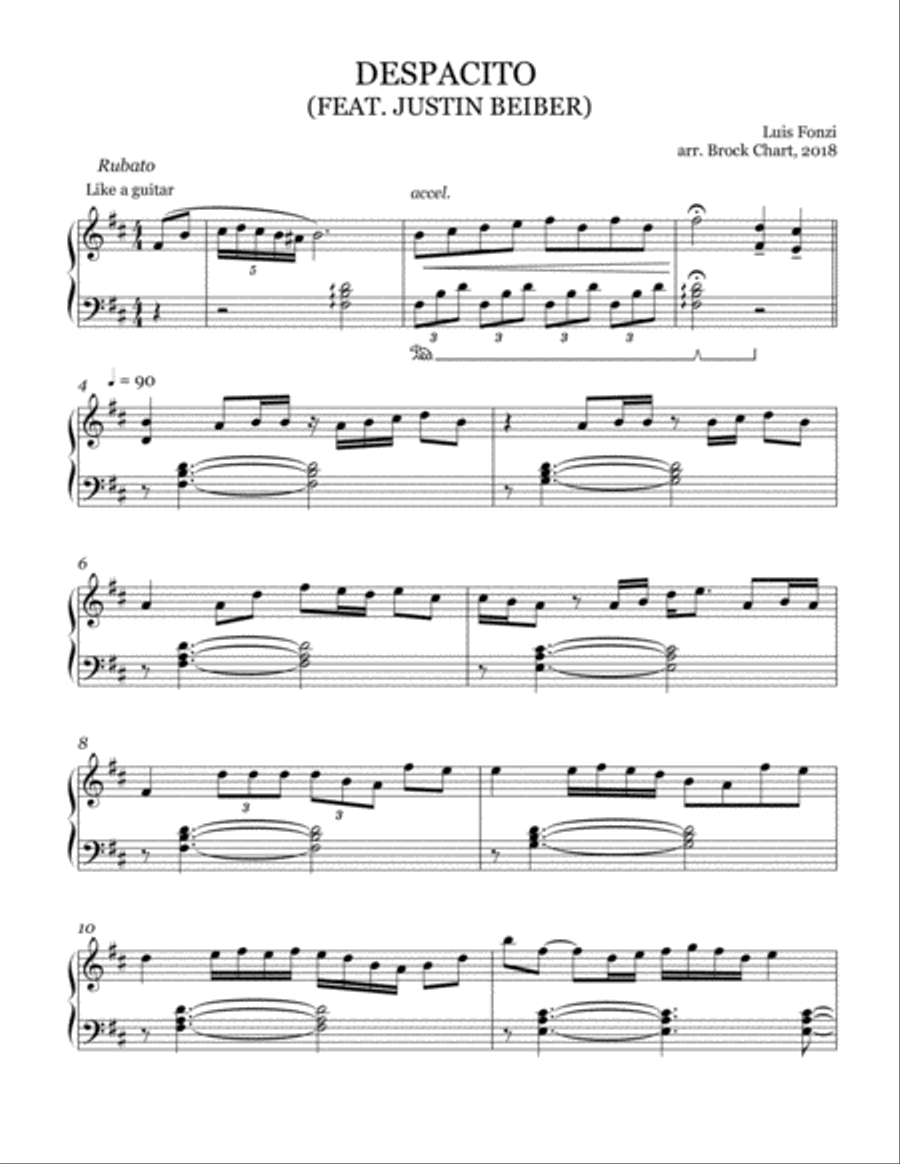 Despacito Piano Solo scores gallery preview page 1