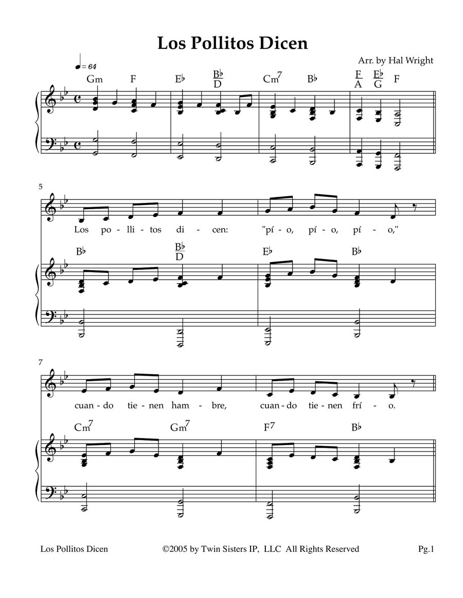 Los Pollitos Dicen Los Pollitos Dicen Piano, Vocal scores gallery preview page 1