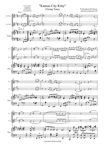 Kansas City Kitty - 2 Clarinets, Clarinet Duo & Piano image number null