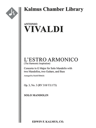 Book cover for L'Estro Armonico, Op. 3, No. 3: Concerto for Mandolin in G, RV 310 / F.I:173 [contemporary transcription]
