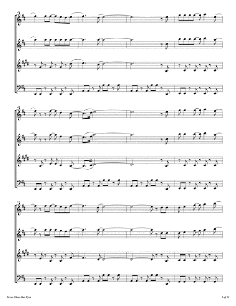 Never Close Our Eyes Woodwind Quartet scores gallery preview page 6