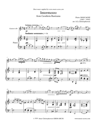 Book cover for Intermezzo from Cavalleria Rusticana - Clarinet and Piano