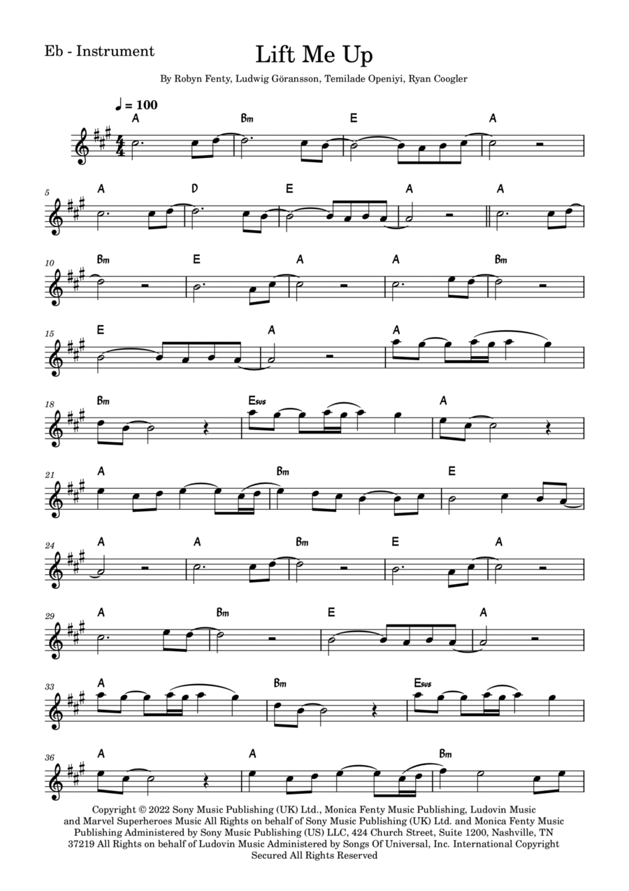 Lift Me Up Alto Saxophone scores gallery preview page 1