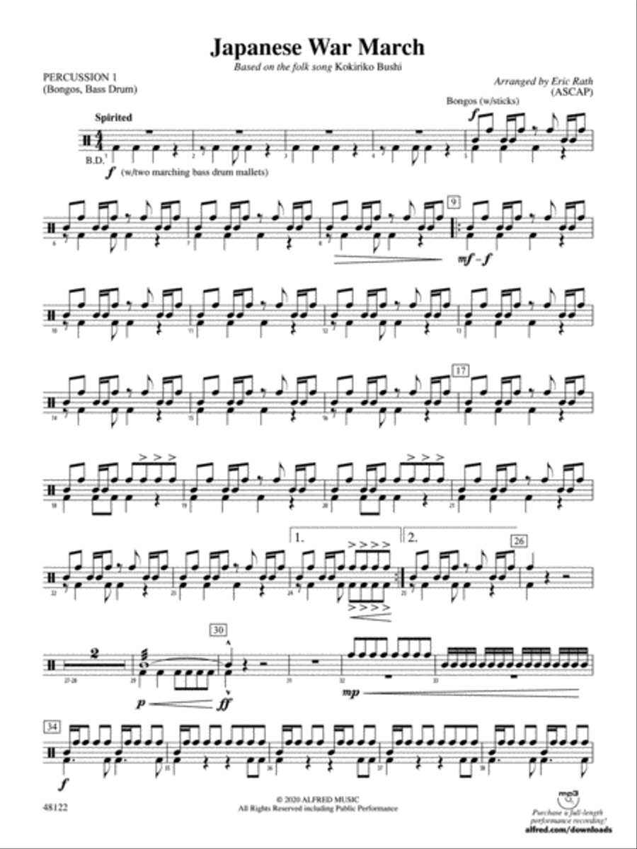 Japanese War March: 1st Percussion Concert Band scores gallery preview page 1