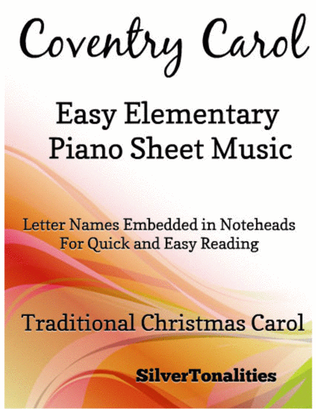 Book cover for Coventry Carol Easy Elementary Piano Sheet Music