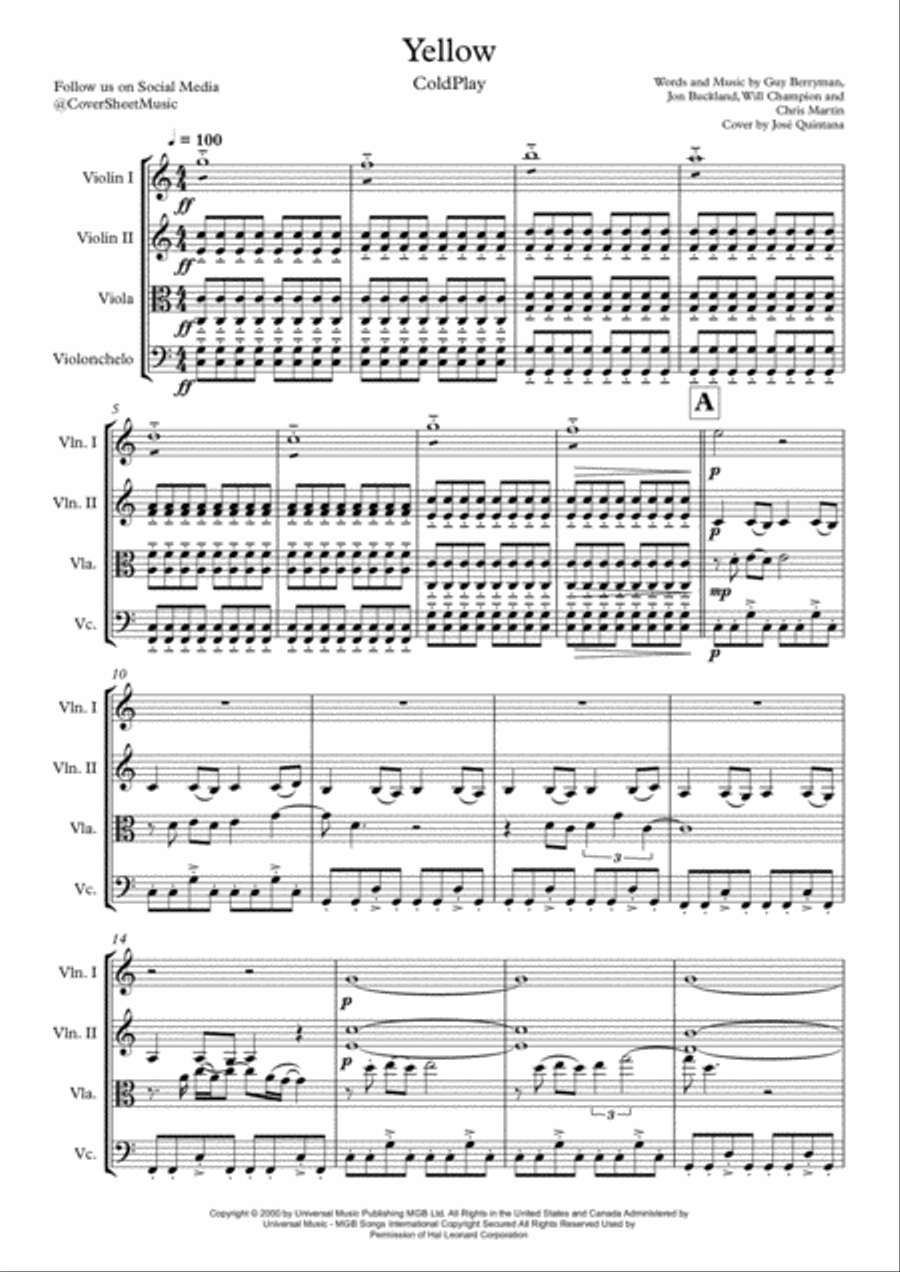 Yellow Yellow String Quartet scores gallery preview page 2