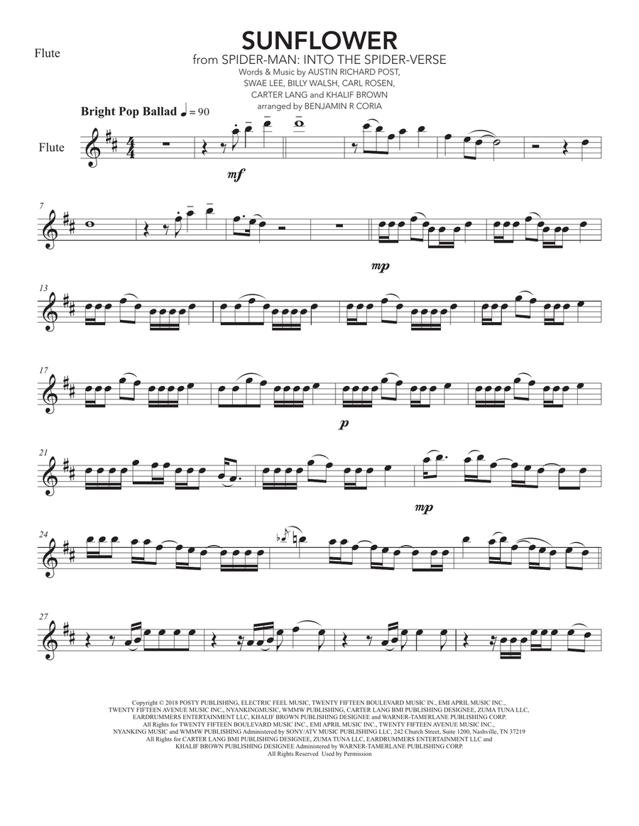 Sunflower Flute Solo scores gallery preview page 1
