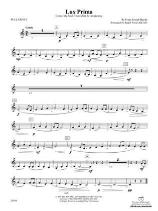 Lux Prima (Come, My Soul, Thou Must Be Awakening): 1st B-flat Clarinet