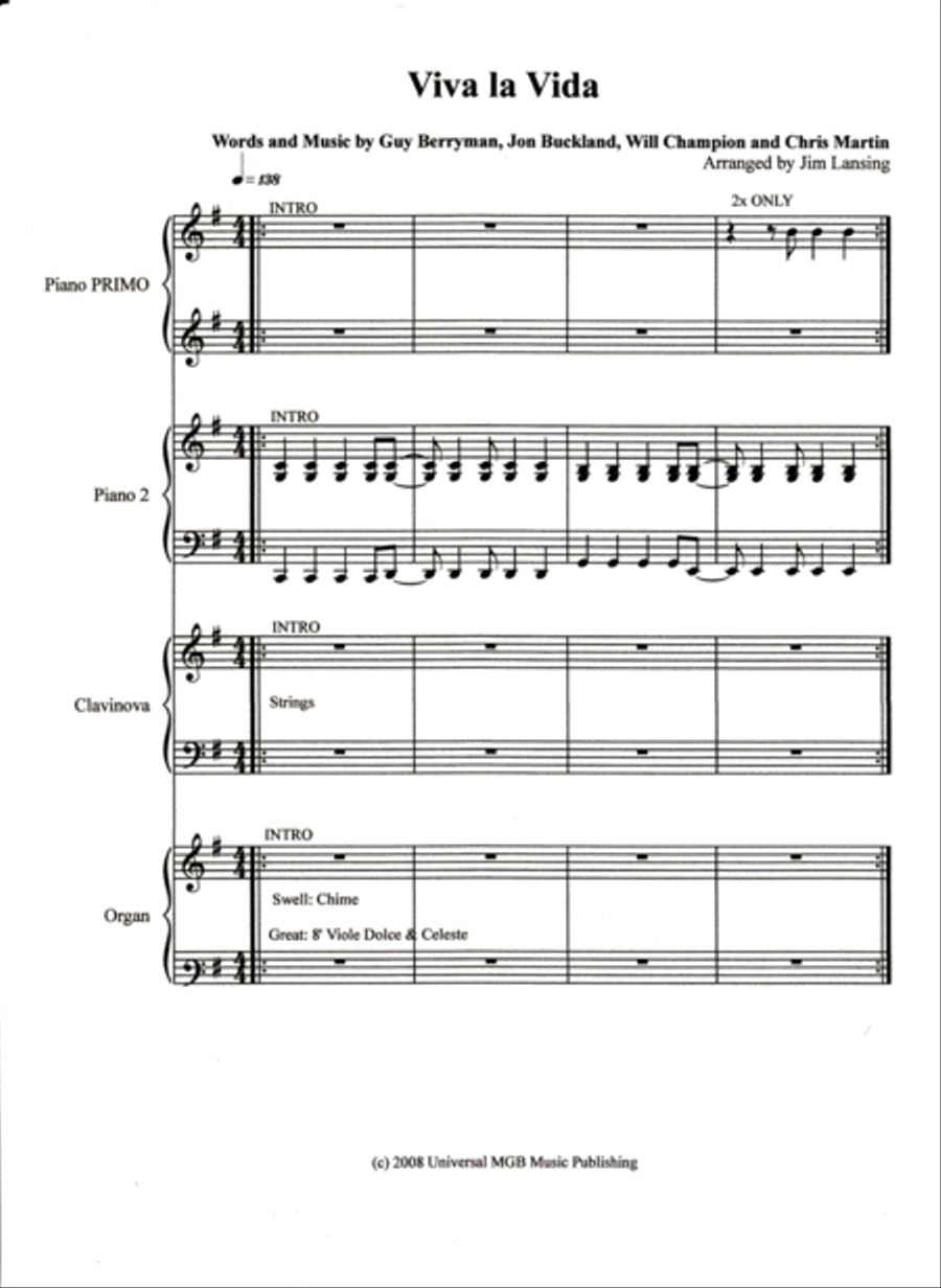 Viva La Vida Piano scores gallery preview page 2