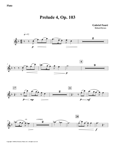 Prelude 04 in F Major, Op. 103 by Gabriel Fauré (Brass Nonet + Fl, Picc.) image number null