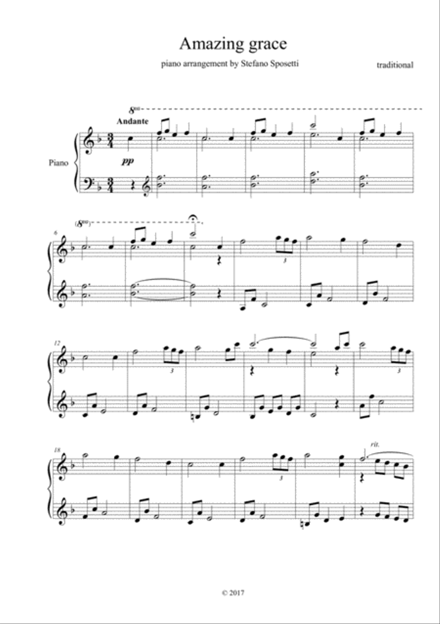 Amazing grace Amazing grace Easy Piano scores gallery preview page 1