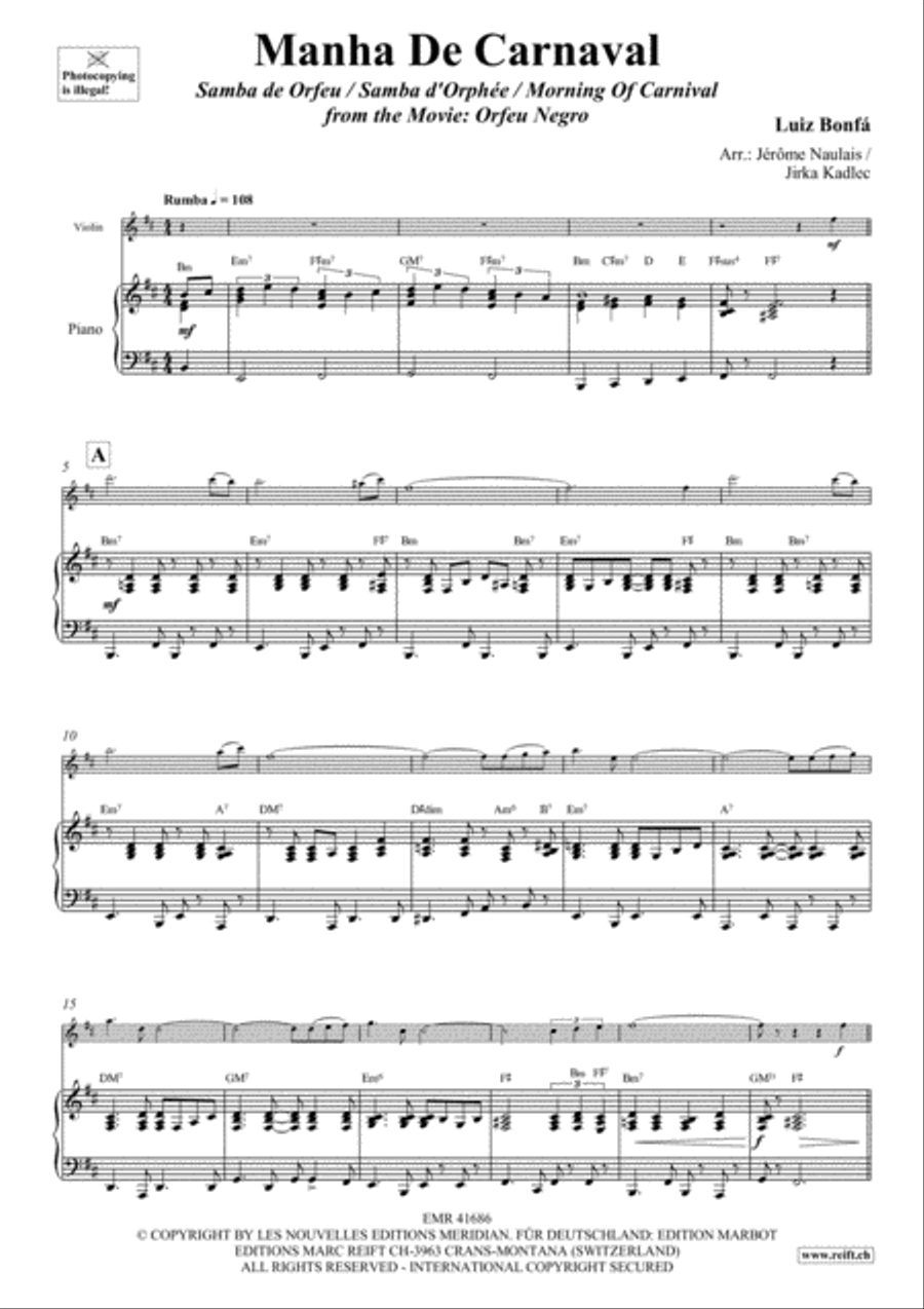 Manha De Carnaval Violin Solo scores gallery preview page 3