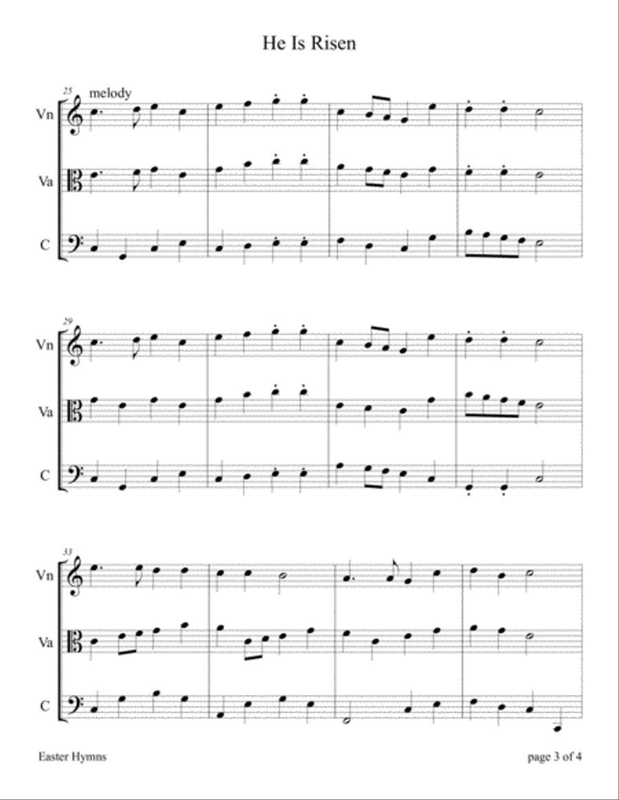He Is Risen (for String Trio – Violin, Viola, and Cello) String Trio scores gallery preview page 6