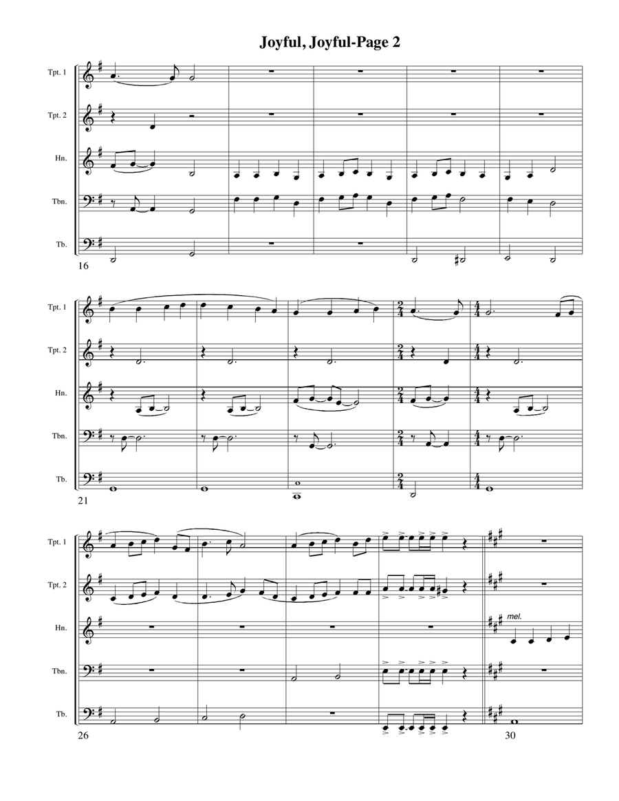 Joyful, Joyful We Adore Thee for Brass Quintet Brass Quintet scores gallery preview page 2