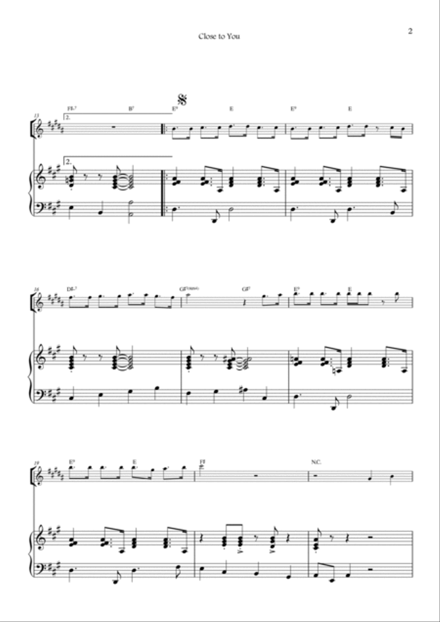 Close To You Close To You Tenor Saxophone scores gallery preview page 2