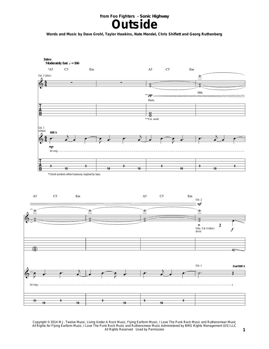 Outside Outside Acoustic Guitar scores gallery preview page 1