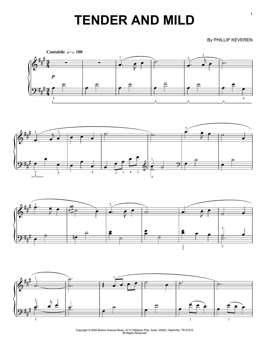 Tender And Mild Piano Solo scores gallery preview page 1