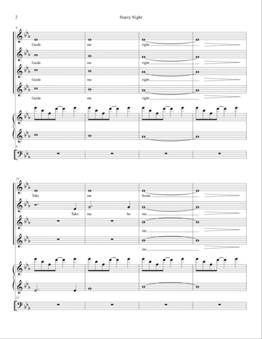 Starry Night - SSAA - 4-Part - Vocal Group - Piano - Cello SSAA scores gallery preview page 3