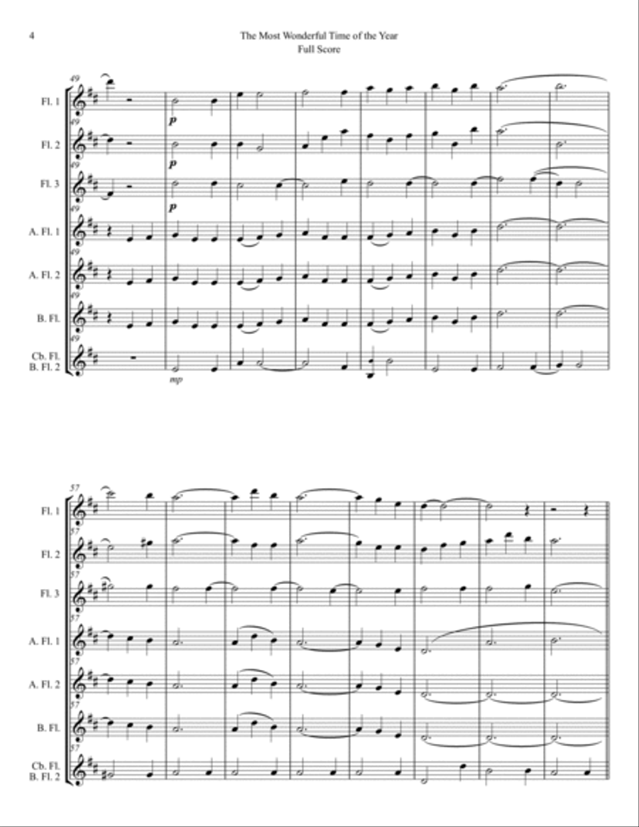 The Most Wonderful Time Of The Year Flute Choir scores gallery preview page 4