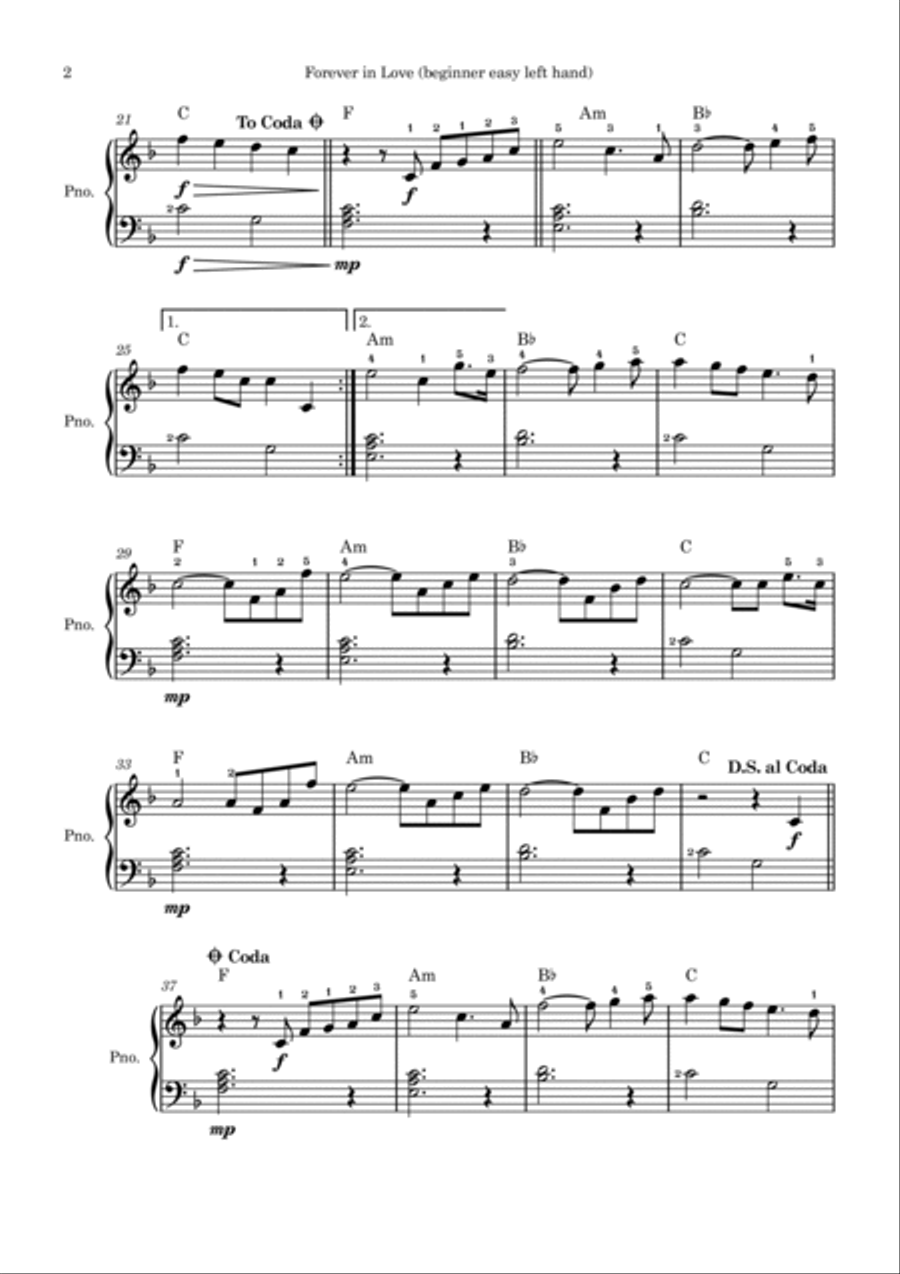 Forever In Love Easy Piano scores gallery preview page 2