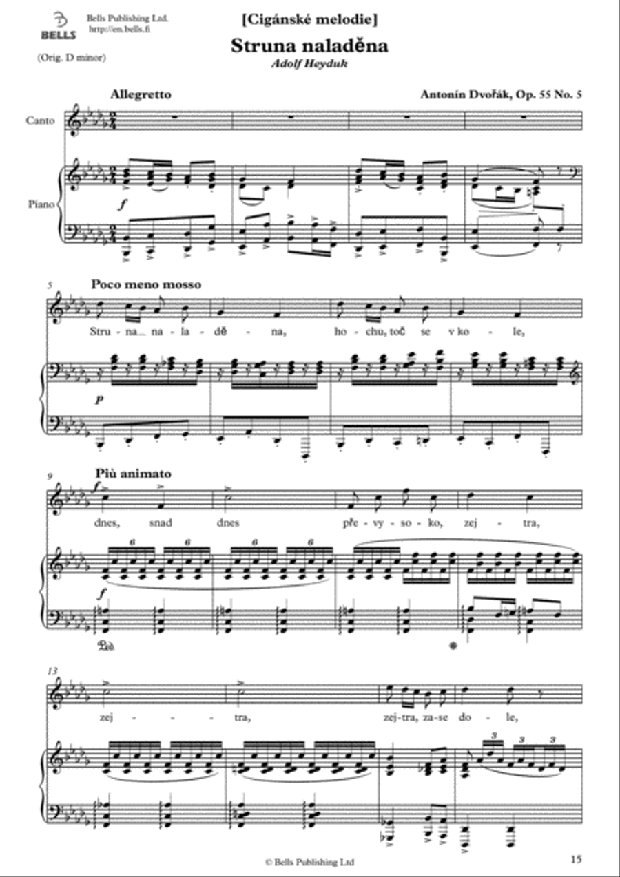 Struna naladena, Op. 55 No. 5 (B-flat minor) Voice Solo scores gallery preview page 1